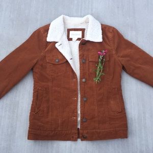 Tilly's-Brown and White Sherpa/Corduroy Jacket